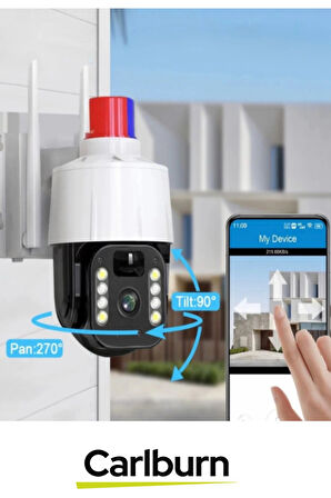 IP66 Suya Karşı Koruma Renkli Gece Görüşlü Güneş Enerjili Alarmlı Çakarlı Dış Mekan Güvenlik Kamera