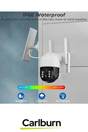 360° Dönen PTZ Kontrol Hareket Algılama Teknolojisi 8000 mAh Güneş Enerji Dış Mekan Güvenlik Kamera