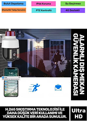 H.265 Sıkıştırma Teknolojisi 3MP HD Çözünürlük Gece Görüşlü Alarmlı Dış Mekan Güvenlik Kamerası