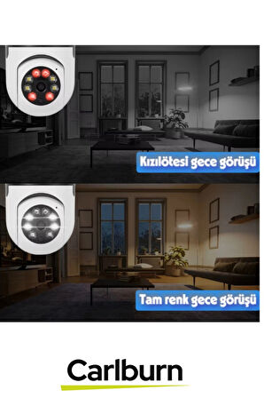 355° Yatay ve 90° Dikey Hareket E27 Duy Girişli Bulut Depolama Çift Yönlü Ses Kablosuz Ampul Kamera