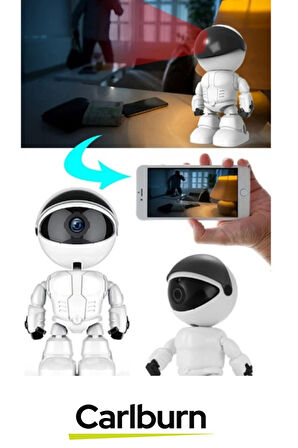 355° Yatay 45° Dikey Hareket Çift Taraflı Ses Gece Görüşü Robot Görünümlü 2.4 GHz Wi-Fi Bebek Kamera