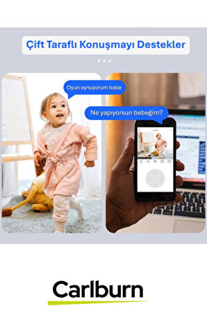 360° Dönebilen Panoramik Gece Görüş Hareket Algılama Çift Ses 5 Antenli Bebek Ev Güvenlik Kamera