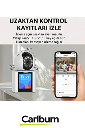 2.8 inç IPS Ekranlı Çift Taraflı Seslendirme Hareket Algılama 4MP Lens 2.4 GHz Akıllı Ev Kamerası