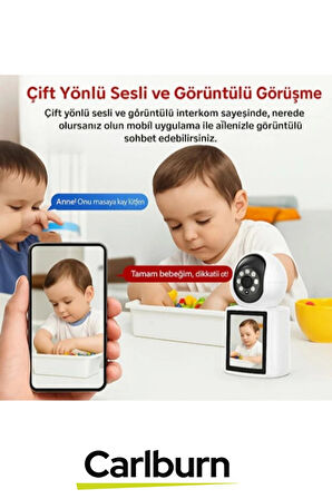 2.8 inç IPS Ekranlı Çift Taraflı Seslendirme Hareket Algılama 4MP Lens 2.4 GHz Akıllı Ev Kamerası