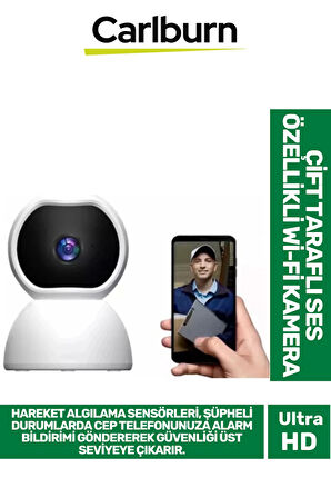 Dahili Mikrofon Hoparlör Gece Görüşlü Yüksek Çözünürlüklü Çift Taraflı Ses Özellikli Wi-Fi Kamera