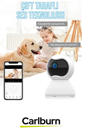 Dahili Mikrofon Hoparlör Gece Görüşlü Yüksek Çözünürlüklü Çift Taraflı Ses Özellikli Wi-Fi Kamera