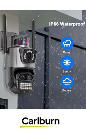 Çift Yönlü İletişim Hareket Algılama Sensörü H.265 Video Gece Görüşü 3 Lens Wi-Fi Güvenlik Kamerası