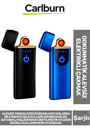 Premium Usb Şarjlı Rüzgardan Etkilenmez Dayanıklı Uzun Ömürlü Dokunmatik Alevsiz Elektrikli Çakmak