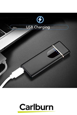 Premium Usb Şarjlı Rüzgardan Etkilenmez Dayanıklı Uzun Ömürlü Dokunmatik Alevsiz Elektrikli Çakmak