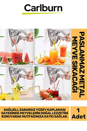 Özel Üretim Zararsız Yüzey Kaplamalı Portakal Limon Nar Paslanmaz Metal Meyve Sıkacağı El Presi