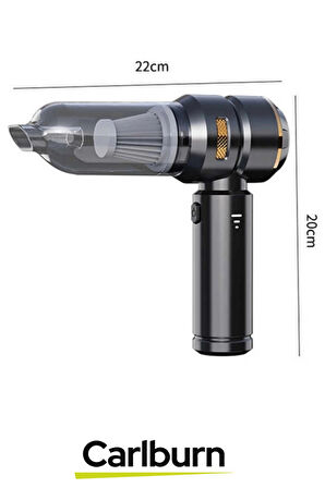 Premium 18000 PA Çekim Emiş Gücü 180W Led Göstergeli 0.5L Hacimli Şarjlı 10200 mAh Araç Süpürgesi
