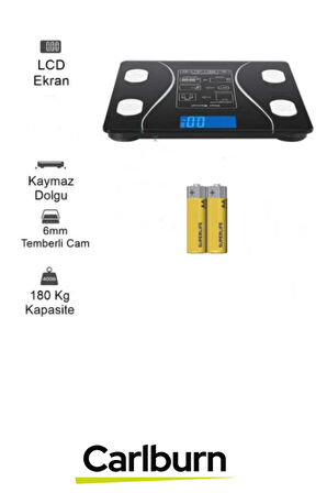 Lcd Ekran Kas Kütle Vücut Yağı Kemik Kütle Protein Oranı Ölçer Bluetooth Özellikli Akıllı Tartı