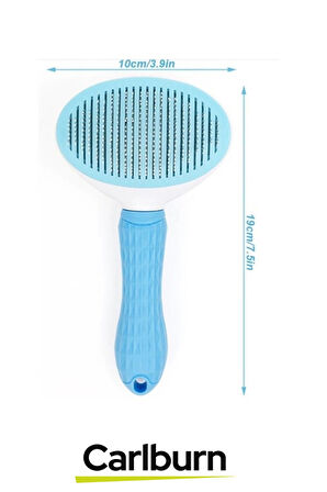 Premium Otomatik Tuşlu Temizlenen Evcil Hayvan Kedi Köpek Pet Tüy Toplayıcı Tarağı - Mavi