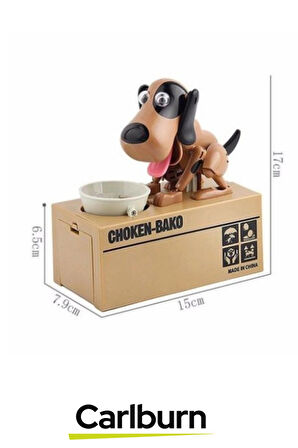 Özel Üretim Dekoratif 500 Demir Para Kapasiteli Pilli Para Yiyen Köpek Kumbara 16x15x8cm