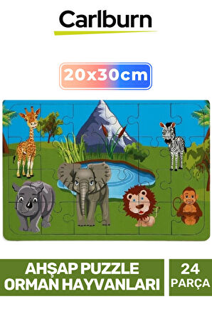 Özel Üretim Eğitici Zeka Geliştirici Öğretici Ahşap Puzzle Orman Hayvanları - 24 Parça