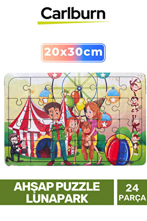 Özel Üretim Eğitici Zeka Geliştirici Öğretici El Göz Koordinasyonu Ahşap Puzzle Lunapark - 24 Parça
