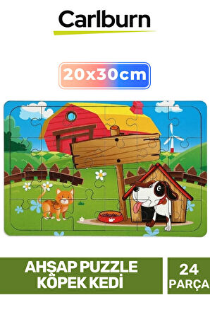 Özel Seri Eğitici Zeka Geliştirici Öğretici El Göz Koordinasyonu Ahşap Puzzle Köpek Kedi - 24 Parça