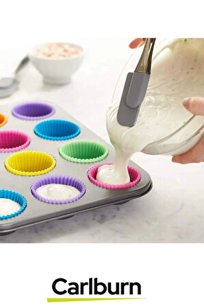 Özel Esnek Yapışmaz Yüksek Isıya Dayanıklı Yıkanabilir Fırın 12'li Silikon Kek Muffin Cupcake Kalıbı