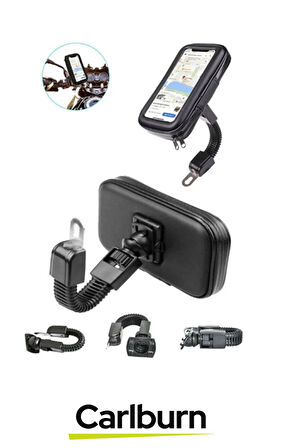 Özel Üretim Şeffaf Ön Yüzeyli Hafif 360 Derece Dönebilen Su Geçirmez Motosiklet Telefon Tutucu