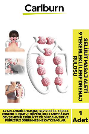 Premium Çift Taraflı Ayarlanabilir Basınç Seviyeli Selülit Masaj Aleti 9 Tekerlekli Lenf Drenaj Rulo