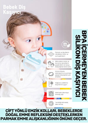Bpa İçermeyen Yumuşak Diş Çıkarma Dönemi Kaşıma Karşıtı Eğlenceli Güvenli Bebek Silikon Diş Kaşıyıcı