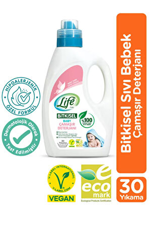 Bitkisel Vegan Sıvı Bebek Çamaşır Deterjanı 1500ml, Hipoalerjenik, Renkli&beyaz, %100 Doğal Temizlik