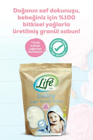  bitkisel doğal bebek granül toz sabun 1 kg, vegan, hassas formül,  doğal temizlik