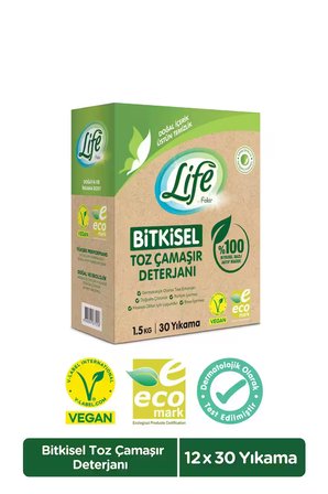 Bitkisel Vegan Doğal Toz Çamaşır Deterjanı Renkli Ve Beyazlar 1,5 Kg - %100 Doğal Temizlik