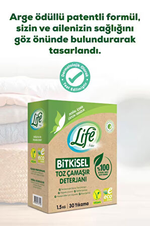 Bitkisel Vegan Doğal Toz Çamaşır Deterjanı Renkli Ve Beyazlar 1,5 Kg - %100 Doğal Temizlik