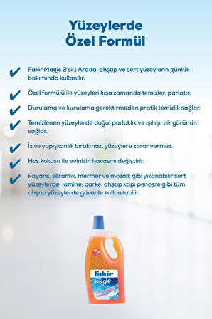 Fakir Magic 2'si 1 Arada Ahşap ve Sert Yüzey Temizleyici 1000ml x 2 Adet