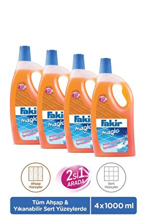 Fakir Magic 2'si 1 Arada Ahşap ve Sert Yüzey Temizleyici 1000ml x 4 Adet