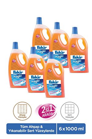 Fakir Magic 2'si 1 Arada Ahşap ve Sert Yüzey Temizleyici 1000ml x 6 Adet