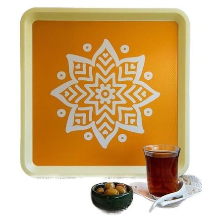 Zucci Home Alaçatı Tepsi - Sarı / Beyaz - 32,5x32,5 cm