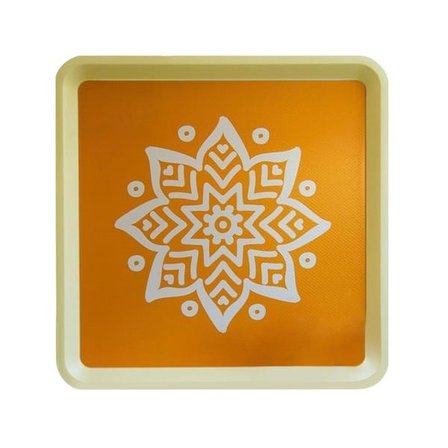 Zucci Home Alaçatı Tepsi - Sarı / Beyaz - 32,5x32,5 cm