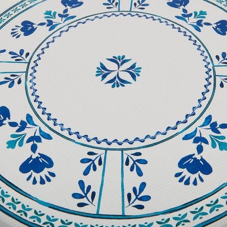 Zucci Home Santorini Yuvarlak Tepsi - Beyaz / Mavi - 35,5 cm