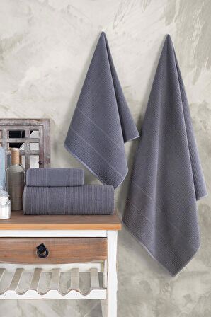 Royal | 50x90 - 70x140 Cm 4'Lü  Banyo Havlu Seti, %100 Pamuklu Havlu Takımı