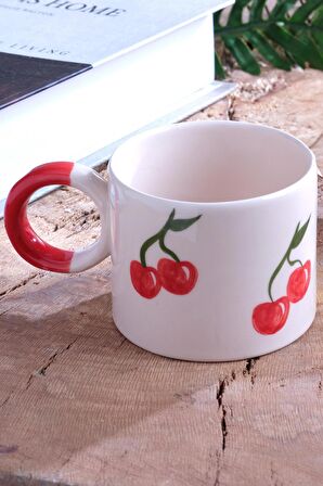 Strawberry | El Yapımı Seramik Kupa Fincan Bardak Mug Seramik Double Türk Kahve Fincanı