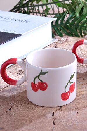 Strawberry | 2 Adet Seramik Kupa Fincan Bardak Mug Seramik Double Türk Kahve Fincanı