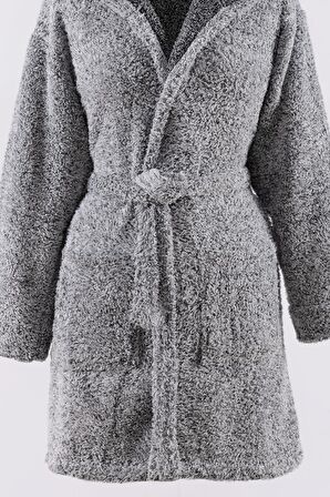 Plain Kapşonlu Unisex Wellsoft Peluş Sabahlık | Bornoz