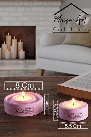 Holder | 4'Lü Set Mumluk | Tea Light Mumluk Seti | Pembe-Mavi