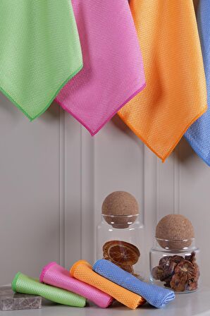 Clean | Microfiber 40x40 Cm 8'li Baklava Desen Cam Temizlik Bezi