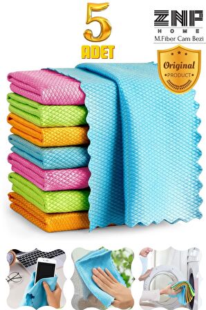 Clean | Microfiber 40x40 Cm 5'li Baklava Desen Cam Temizlik Bezi