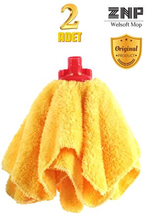 Welsoft Balerin Mop Yedek Başlıklı 2 Adet Sarı Mop, Papas 45x60