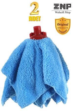 Welsoft Balerin Mop Yedek Başlıklı 2 Adet Mavi Mop, Papas 45x60