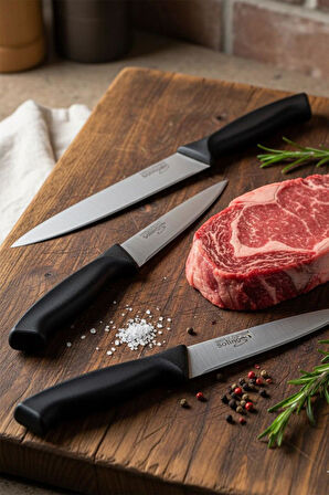 Solingen 3'lü Kasap Seti Et Doğrama Bıçağı Siyah