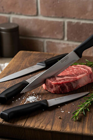 Solingen 3'lü Kasap Seti Et Doğrama Bıçağı Siyah