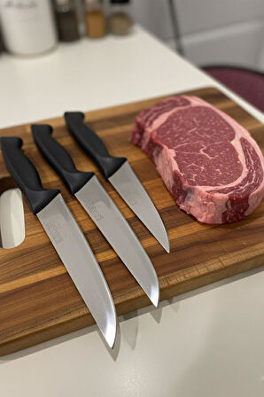 Solingen 3'lü Kasap Seti Et Doğrama Bıçağı Siyah