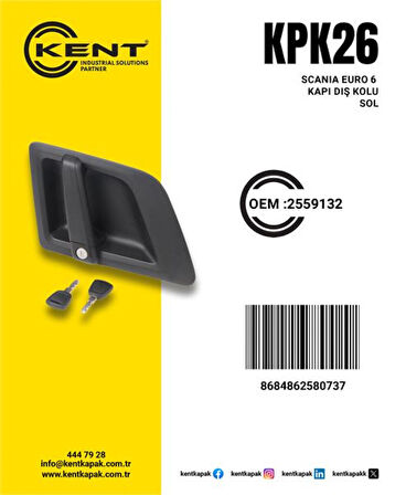 Scanıa Truck Kapı Kapıkolu Sol Scanıa Pgrt 4 Seri - Kent Kpk-26