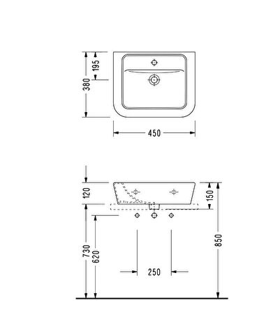 Serel Star Lavabo 38x45 Cm + Star Yarım Ayak DE42+DE21