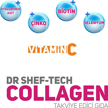 Dr. Shef-Tech Collagen, Kollajen, Hyaluronik Asit, Vitamin Ve Mineral Içeren Toz Takviye Gıda 300 G